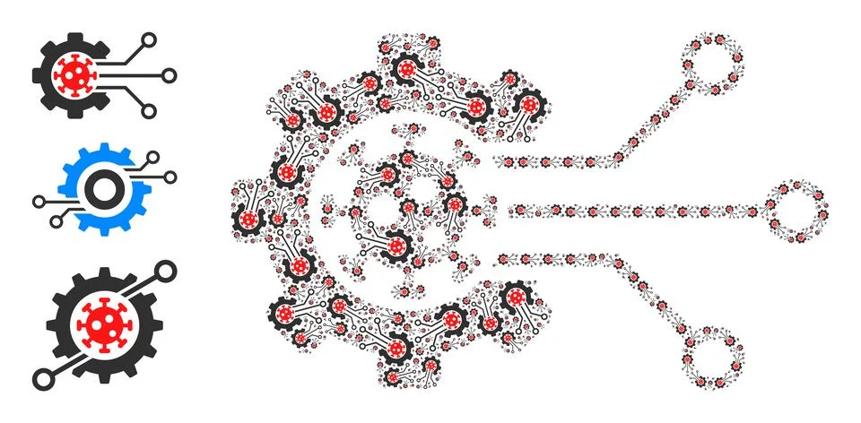 Fractal Virus Engineering Icon Itself Mosaic 스톡 일러스트