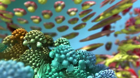 Fractals 3D virtual world colorful flight animation Stock Footage 52366529