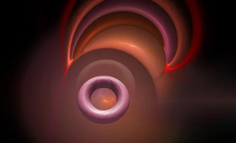 Fractals, an abstract 3D ring-shaped body approaching against the background of Stock Illustration