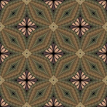 Fractals seamless pattern. Vector floral greek background. Modern repeat colo 스톡 일러스트