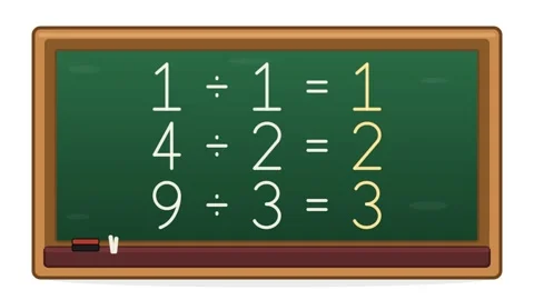 Fraction Division Problem on Green School Chalkboard Stock Footage 347163091