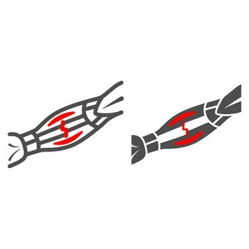 Fracture of arm bone line and solid icon, Human diseases concept, broken human Stock Illustration