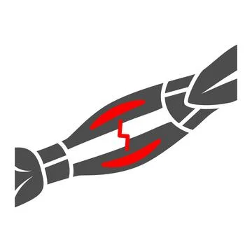 Fracture of arm bone solid icon, Human diseases concept, broken human bone sign Stock Illustration