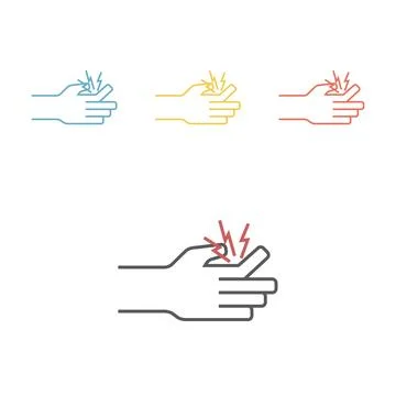 Fracture of a finger line icon. Vector signs. Illustrazione stock