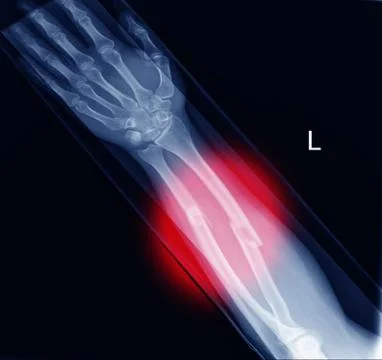 Fracture Forearm on red mark. Stock Photos