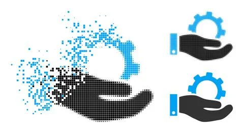 Fractured and Halftone Dot Service Icon Stock Illustration