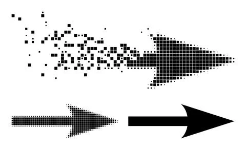 Fractured and Halftone Dot Sharp Arrow Right Glyph イラスト素材