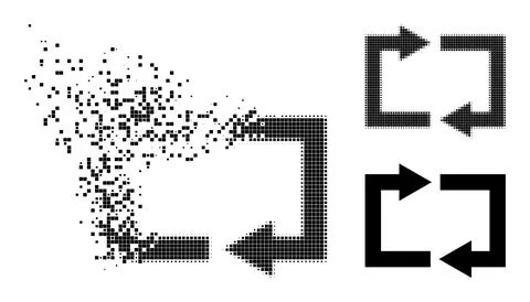 Fractured and Halftone Pixelated Exchange Arrows Icon Illustrazione stock