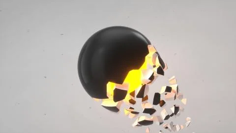 Fractured black sphere with orange glow Stock Illustration