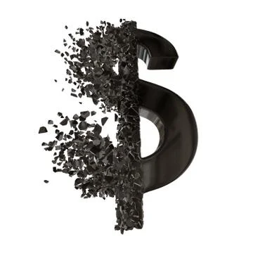 Fractured Dollar sign 3d Stock Illustration