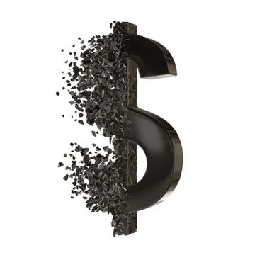 Fractured Dollar sign 3d Stock Illustration