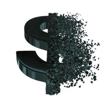 Fractured Dollar sign 3d Stock Illustration