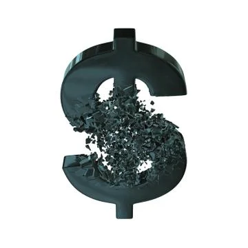 Fractured Dollar sign 3d Stock Illustration