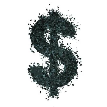 Fractured Dollar sign 3d Stock Illustration