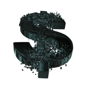 Fractured Dollar sign 3d Stock Illustration