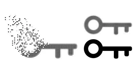 Fractured Dot and Original Key Icon 스톡 일러스트