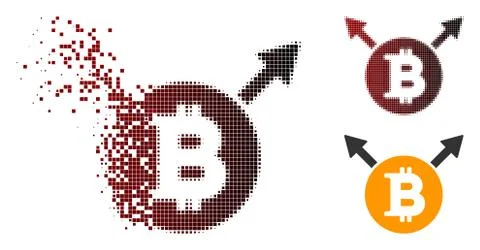 Fractured Dot Halftone Bitcoin Fork Icon 库存插图