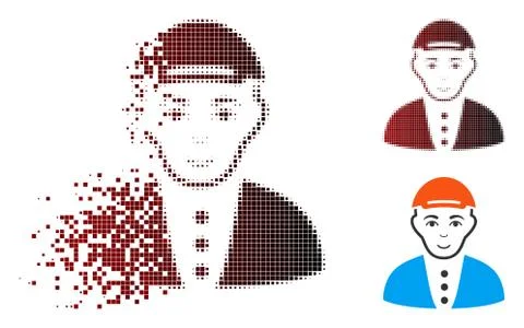 Fractured Dot Halftone Boy Icon Illustrazione stock
