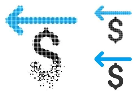 Fractured Dot Halftone Cashback Icon Stock Illustration