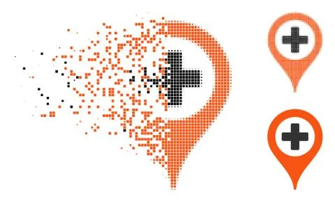 Fractured Dot Halftone Clinic Pointer Icon 스톡 일러스트