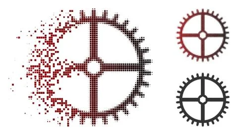 Fractured Dot Halftone Clock Gear Icon 库存插图