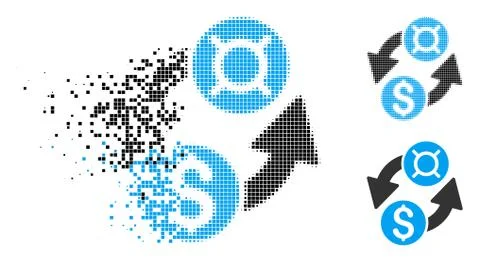 Fractured Dot Halftone Dollar Currency Exchange Icon Stock Illustration