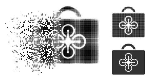 Fractured Dot Halftone Drone Toolcase Icon イラスト素材