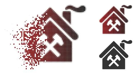 Fractured Dot Halftone Forge Building Icon Ilustración de archivo