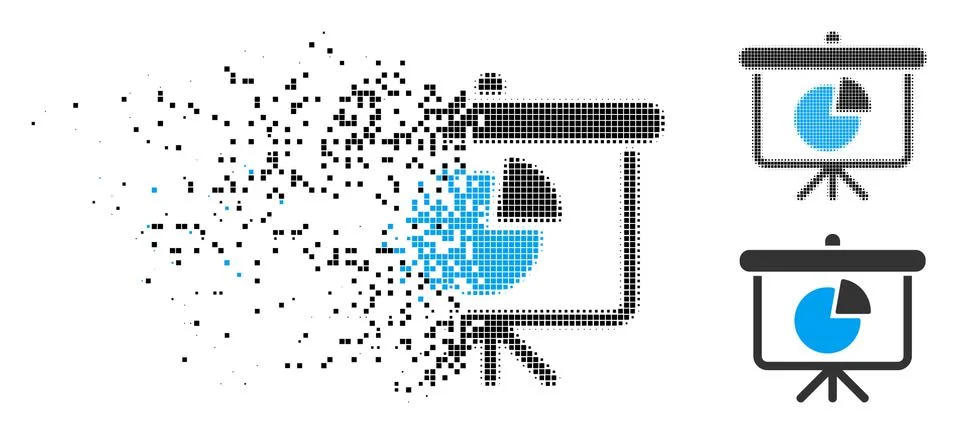 Fractured Dot Halftone Pie Chart Demonstration Icon 库存插图
