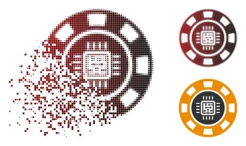 Fractured Dot Halftone Processor Casino Chip Icon Stock Illustration