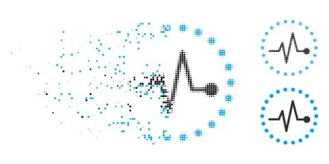 Fractured Dot Halftone Pulse Icon 스톡 일러스트