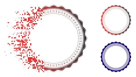 Fractured Dot Halftone Rosette Circular Star Frame Icon Illustrazione stock