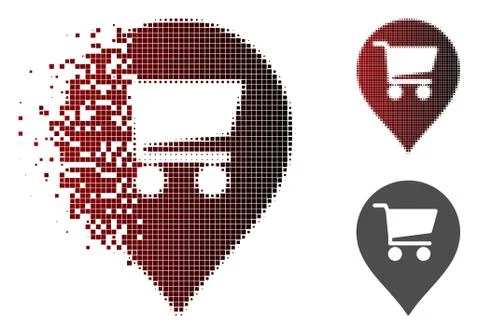 Fractured Dot Halftone Supermarket Map Marker Icon イラスト素材