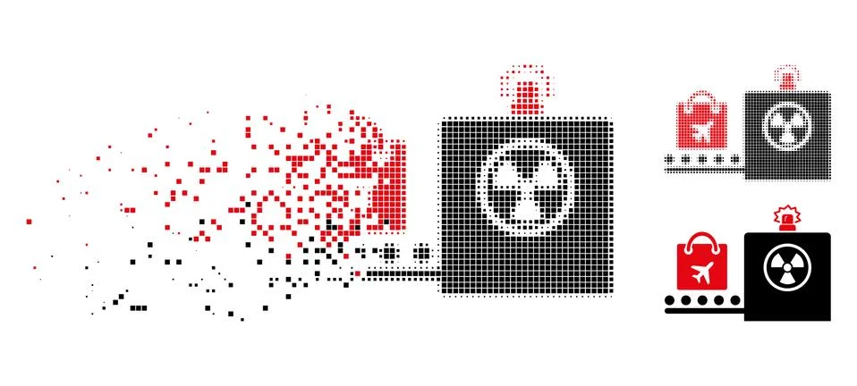 Fractured Dotted Halftone Baggage Screening Icon Stock Illustration