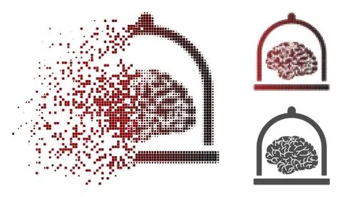 Fractured Dotted Halftone Brain Conservation Icon Illustrazione stock