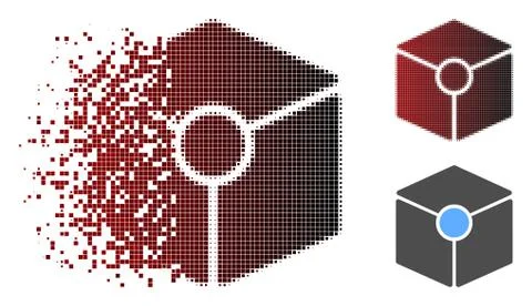Fractured Dotted Halftone Cube Vertex Icon 스톡 일러스트