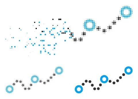 Fractured Dotted Halftone Dotted Chart Icon Illustrazione stock