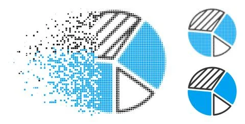 Fractured Dotted Halftone Pie Chart Icon Illustrazione stock