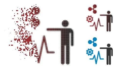 Fractured Dotted Halftone Ripple Object Analysis Icon Illustrazione stock