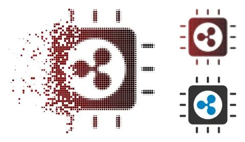 Fractured Dotted Halftone Ripple Processor Chip Icon Stockillustratie