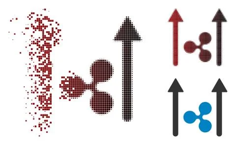 Fractured Dotted Halftone Ripple Send Arrows Icon Stock Illustration
