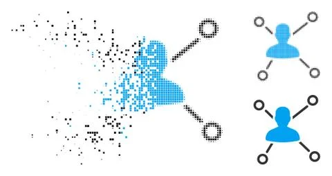 Fractured Dotted Halftone User Relations Icon Illustrazione stock