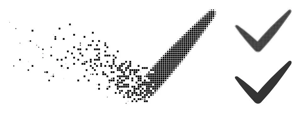 Fractured Dotted Halftone Valid Icon Stock Illustration