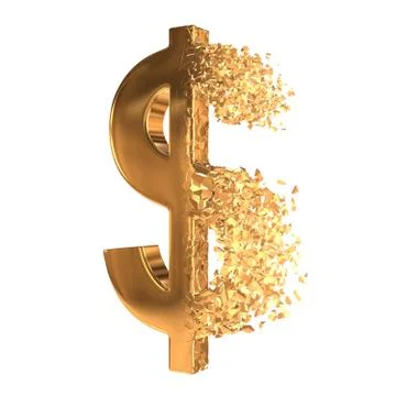 Fractured Gold Dollar sign 3d Ilustración de archivo