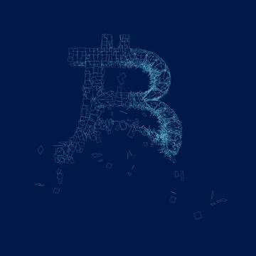 Fractured Line bitcoin symbol vector icon with destruction effect vector Stock Illustration