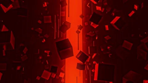 Fractured Neural Matrix - Red 4K Seamless VJ Loop 库存影片 347009083