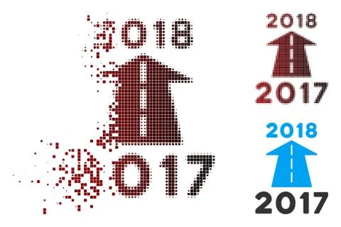 Fractured Pixel Halftone 2018 Future Road Icon Stock Illustration