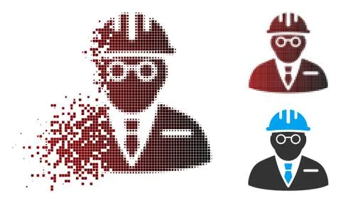 Fractured Pixel Halftone Blind Engineer Icon Stockillustratie