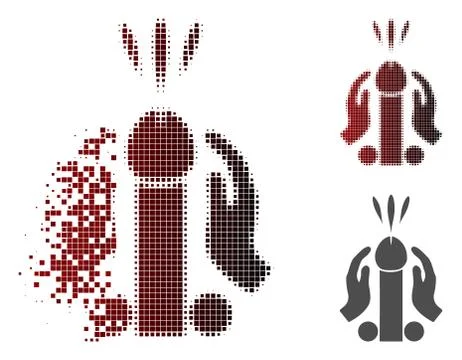 Fractured Pixel Halftone Blowjob Ejaculation Icon Stock Illustration