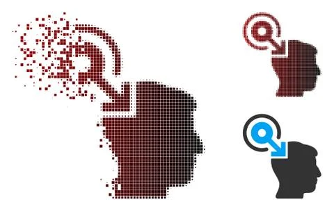 Fractured Pixel Halftone Brain Interface Plug-In Icon 스톡 일러스트